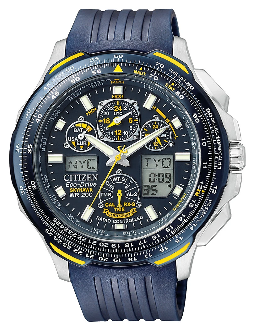 Promaster Skyhawk A-T Blue Dial Polyurethane Strap JY0064